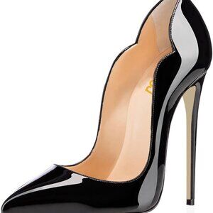 Women High Heel Pumps Synthetic Leather Pointed Toe Dress Shoes Size 10
